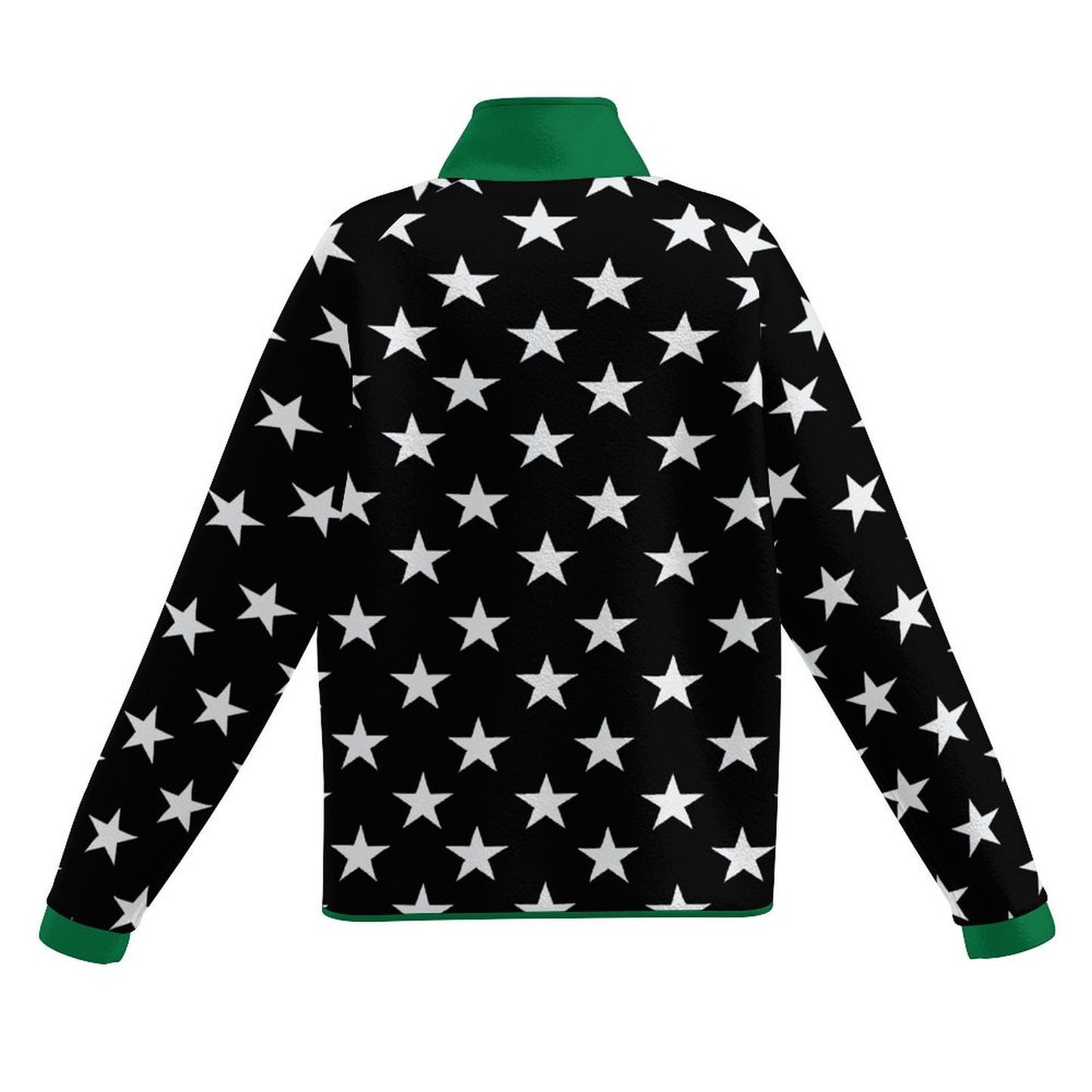 Thin Green Line Flag Inspired Women's Stand Collar Fleece Jacket