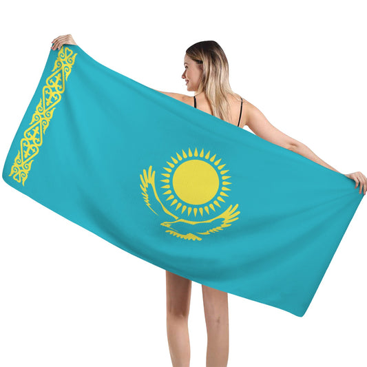 Kazakhstan Flag Inspired Custom Bath Towel 29"x58"(Made in USA)