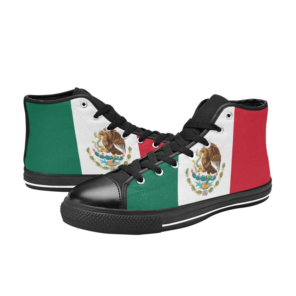 Mexico Flag Inspired Kid's High Top Canvas Shoes