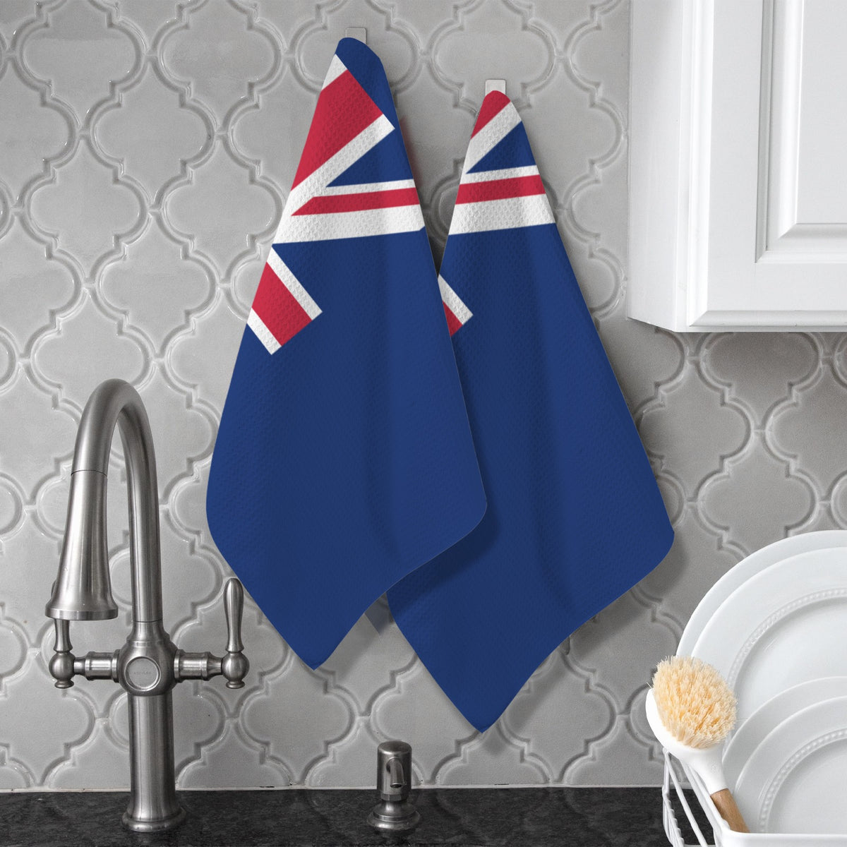 Anguilla Flag Inspired Kitchen Towel 40X60cm( (Pack of 2) | Printed In the USA
