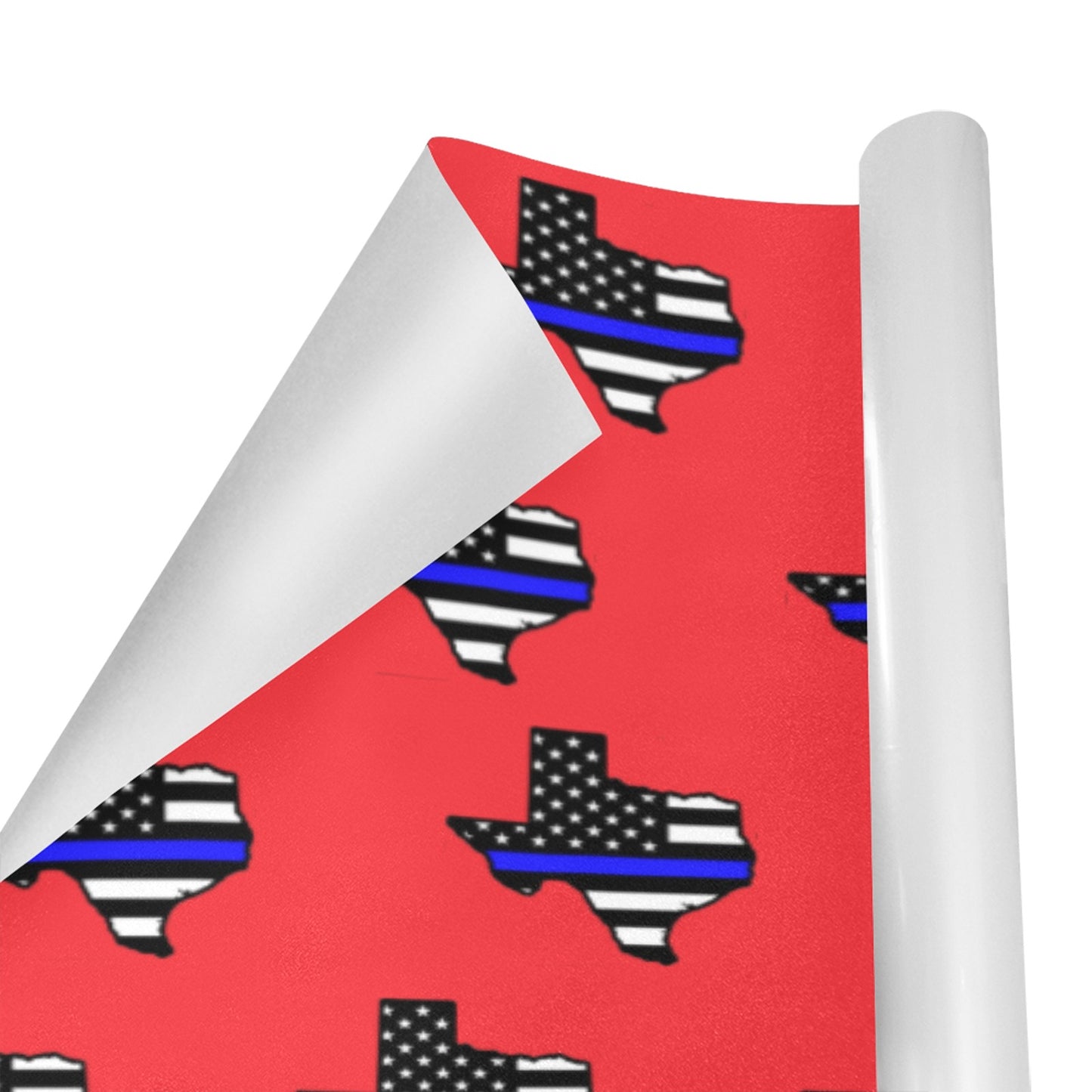 Thin Blue Line Flag Inspired Texas Shape Custom Gift Wrapping Paper 58"x 22.5" (4 Rolls)