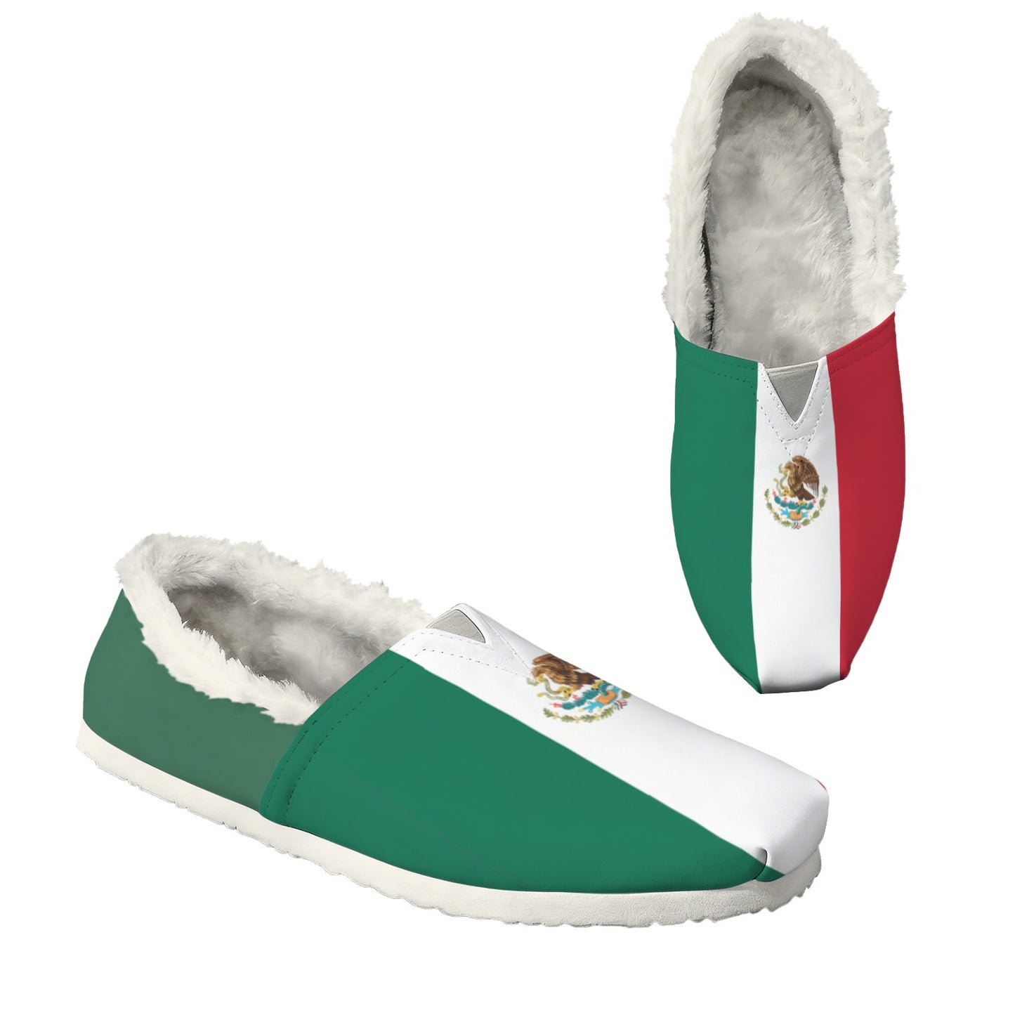 Mexico Flag Inspired Women's Fleece-Lined Canvas Slip-On