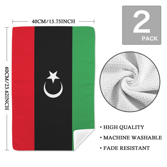 Libya Flag Inspired Kitchen Towel 40X60cm Pack of 2) | Printed In the USA