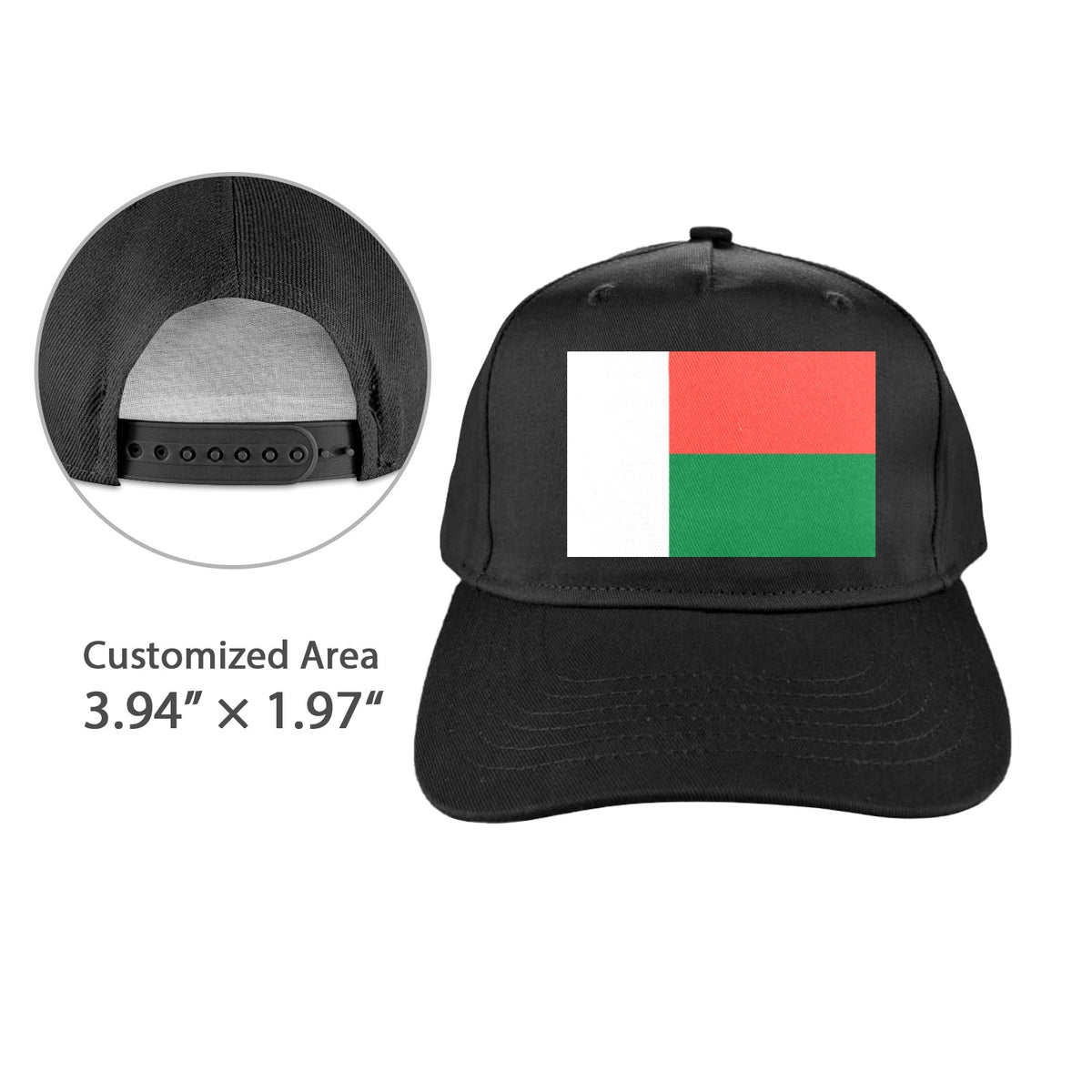 Madagascar Flag Inspired Baseball Cap | Printed in the  USA