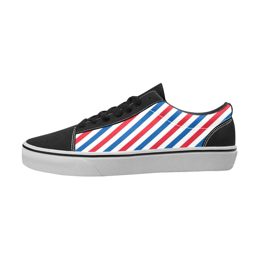 USA/American Flag Inspired Striped Pattern Women's Lace-Up Canvas Shoes