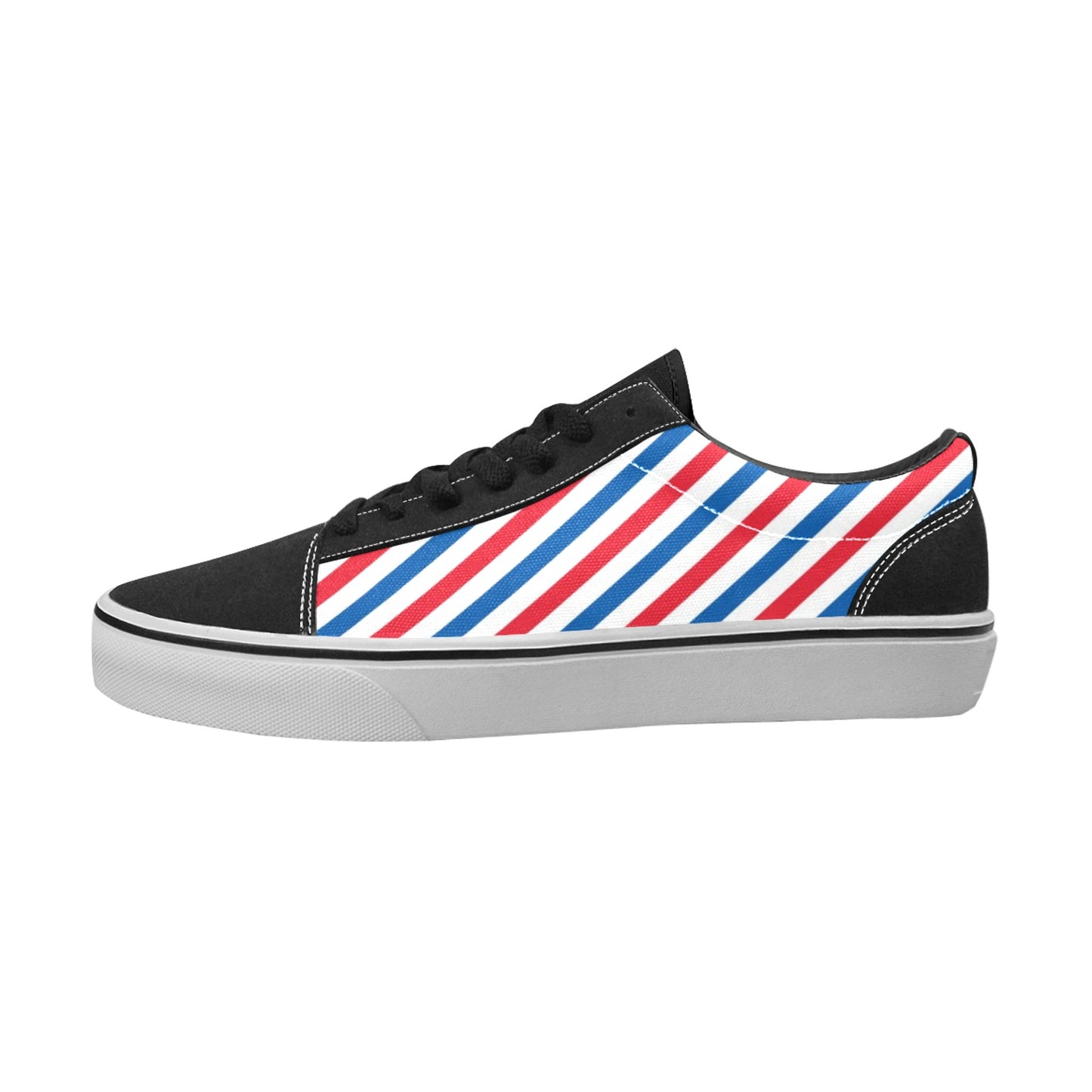 USA/American Flag Inspired Striped Pattern Men's Lace-Up Canvas Shoes