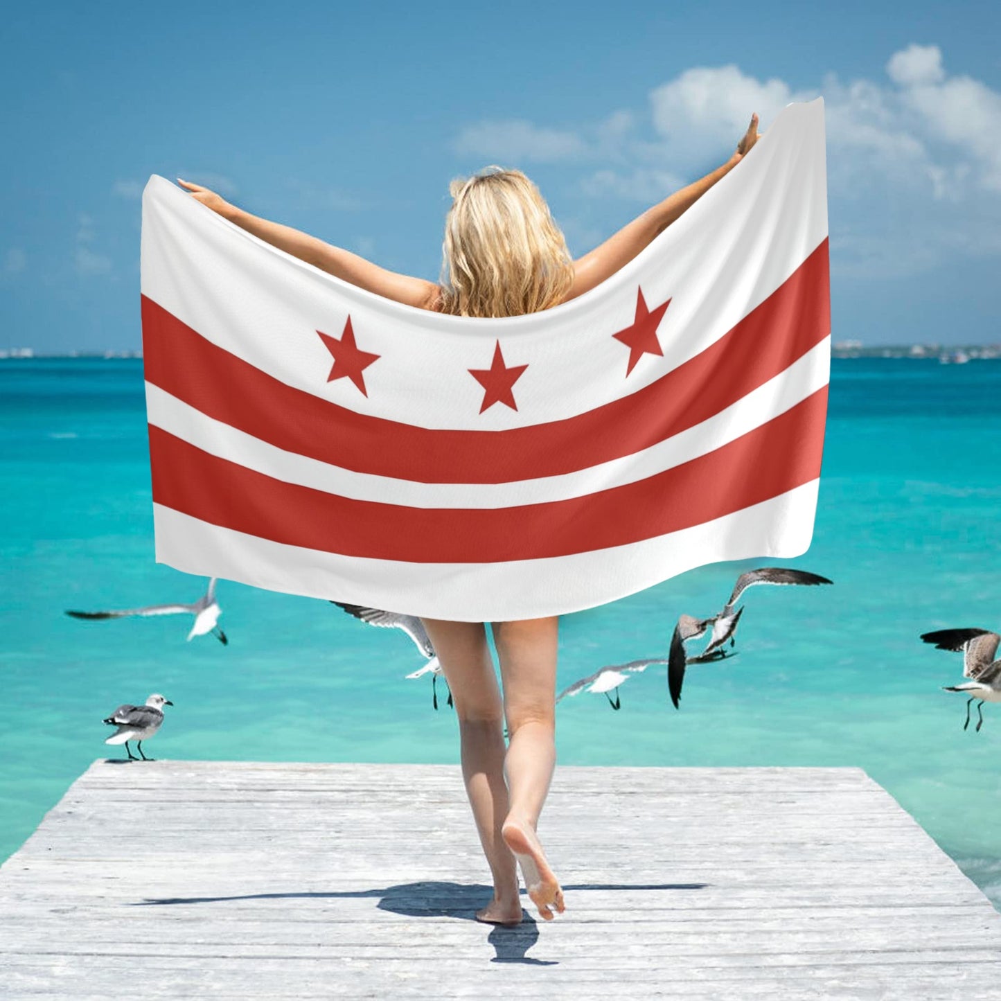 Washington DC Flag Beach Towel 31"x71" (Made in USA)