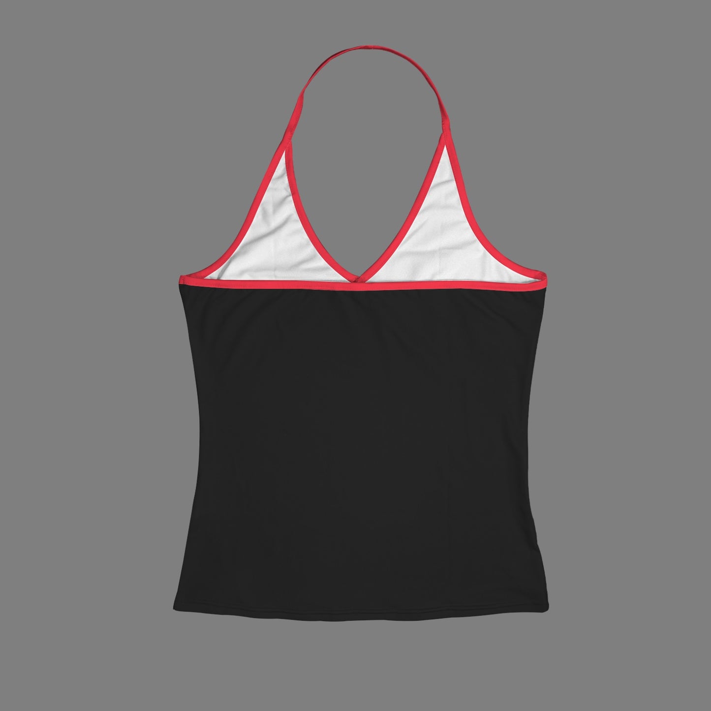 Thin Red Line Flag Inspired Eagle V-neck Halter Open Back Tank Top