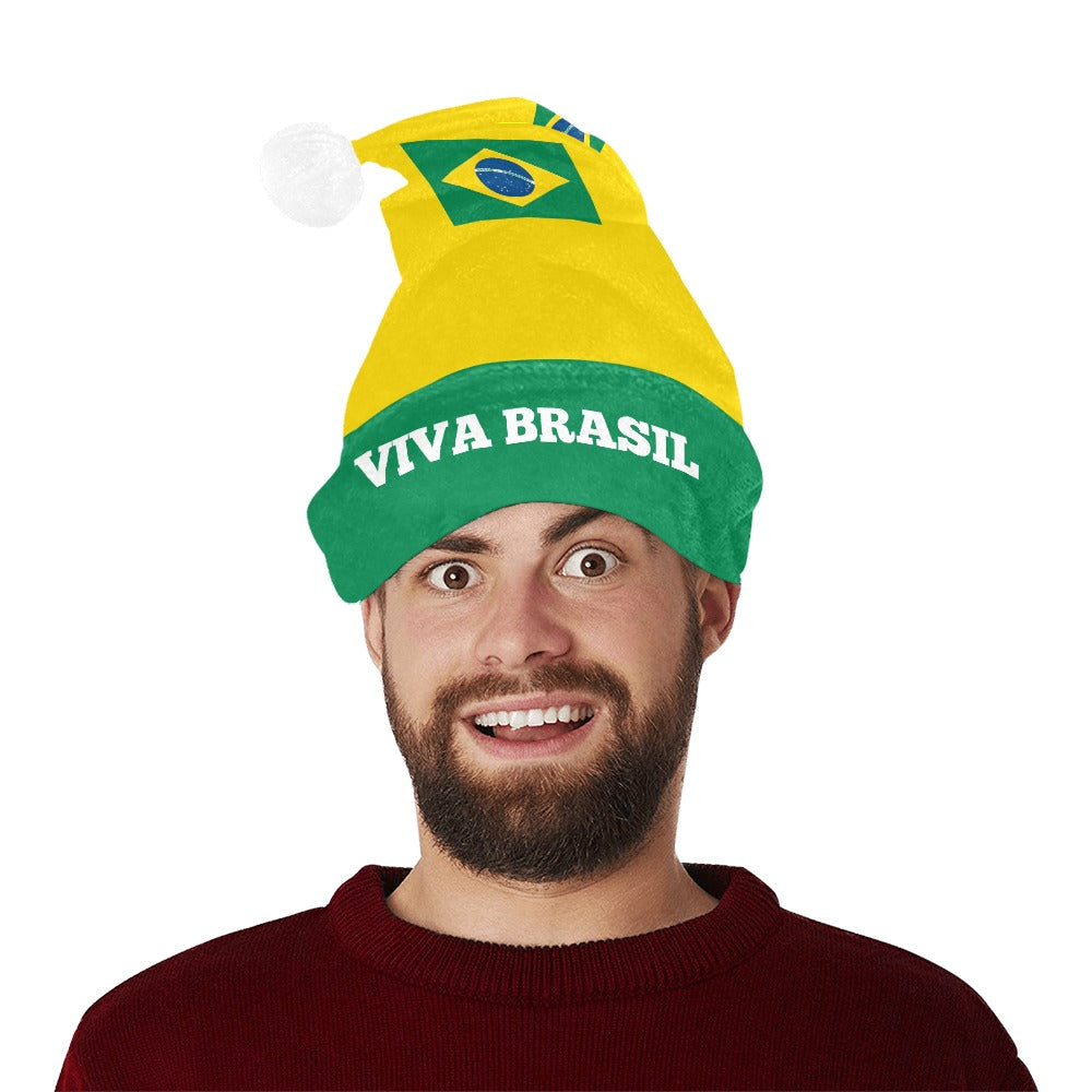 Brazil Flag Christmas Santa Hat