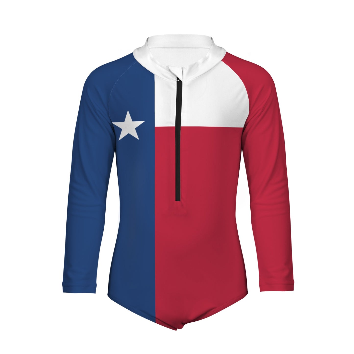 Texas Flag Inspired Big Girls' Long Sleeve One-Piece Swimsuit