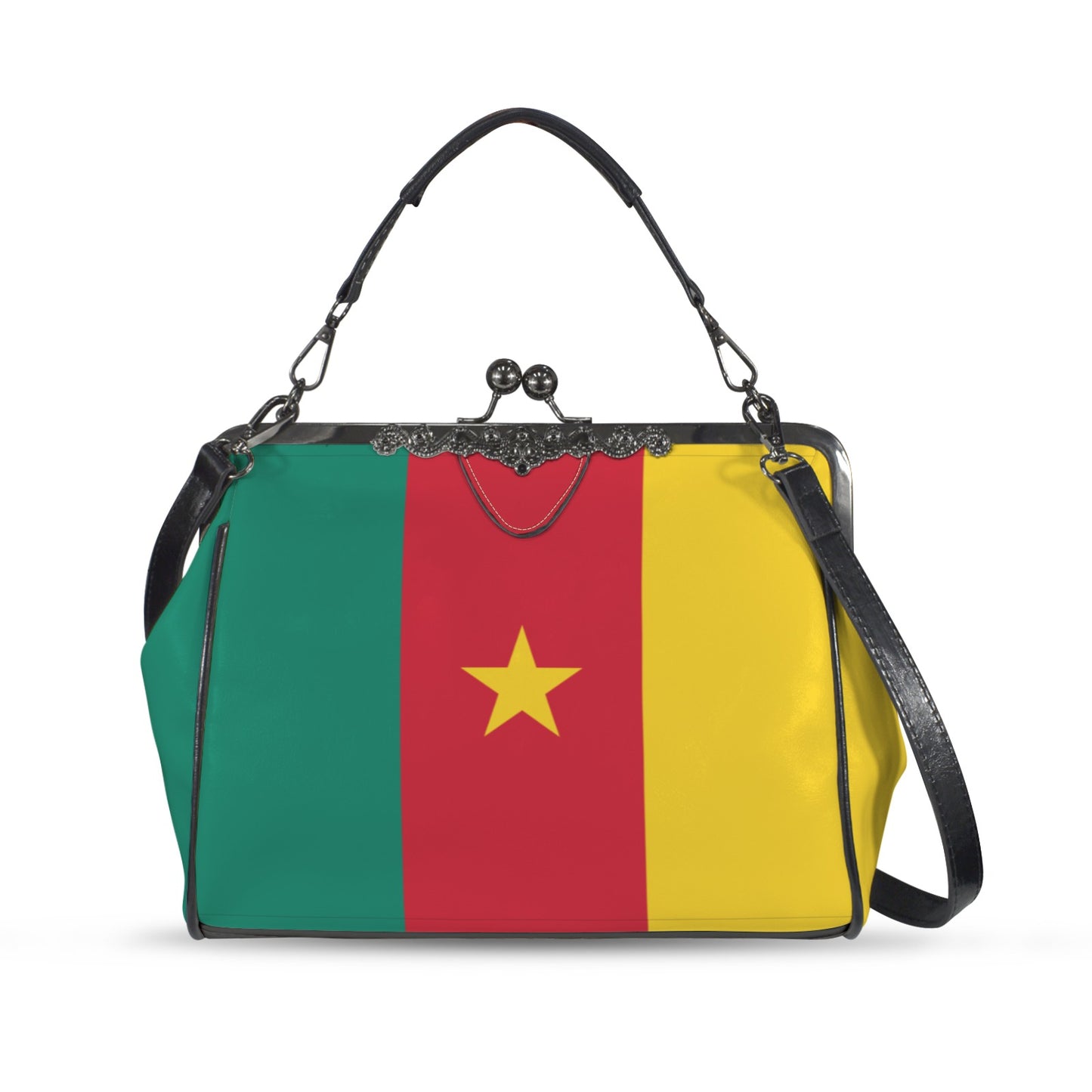 Cameroon Flag Inspired Kisslock Crossbody Shoulder Bag