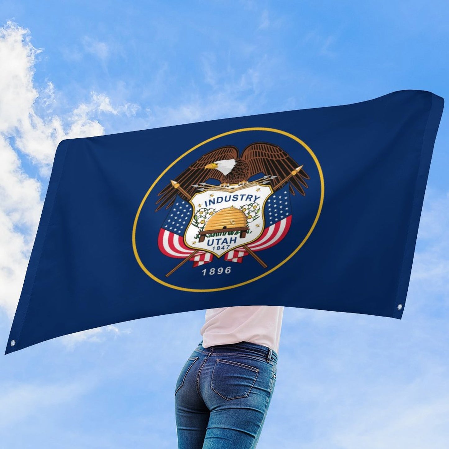 Utah (retired) Flag Inspired Wall Mount Flag with Four Grommets (35x59 in)