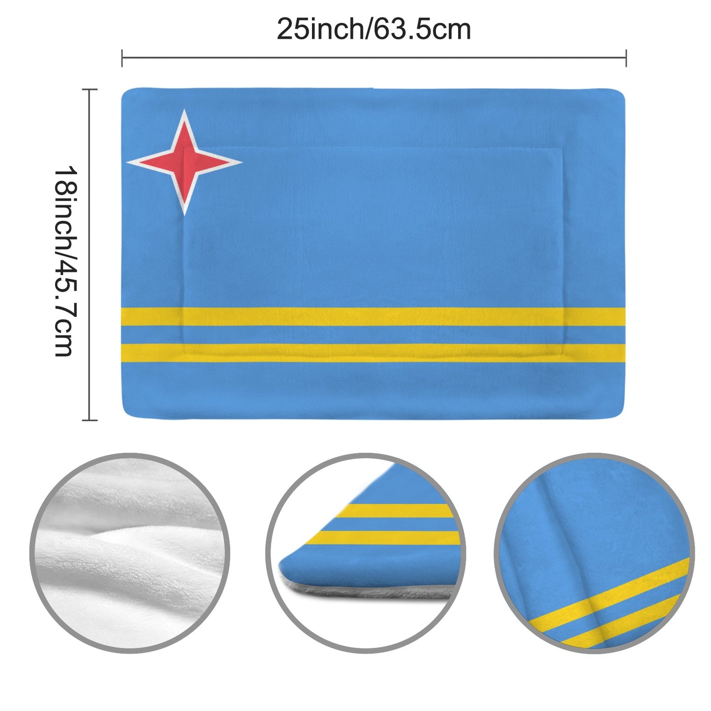 Aruba Flag Inspired Pet Mat 25x18inch (Made in the USA)