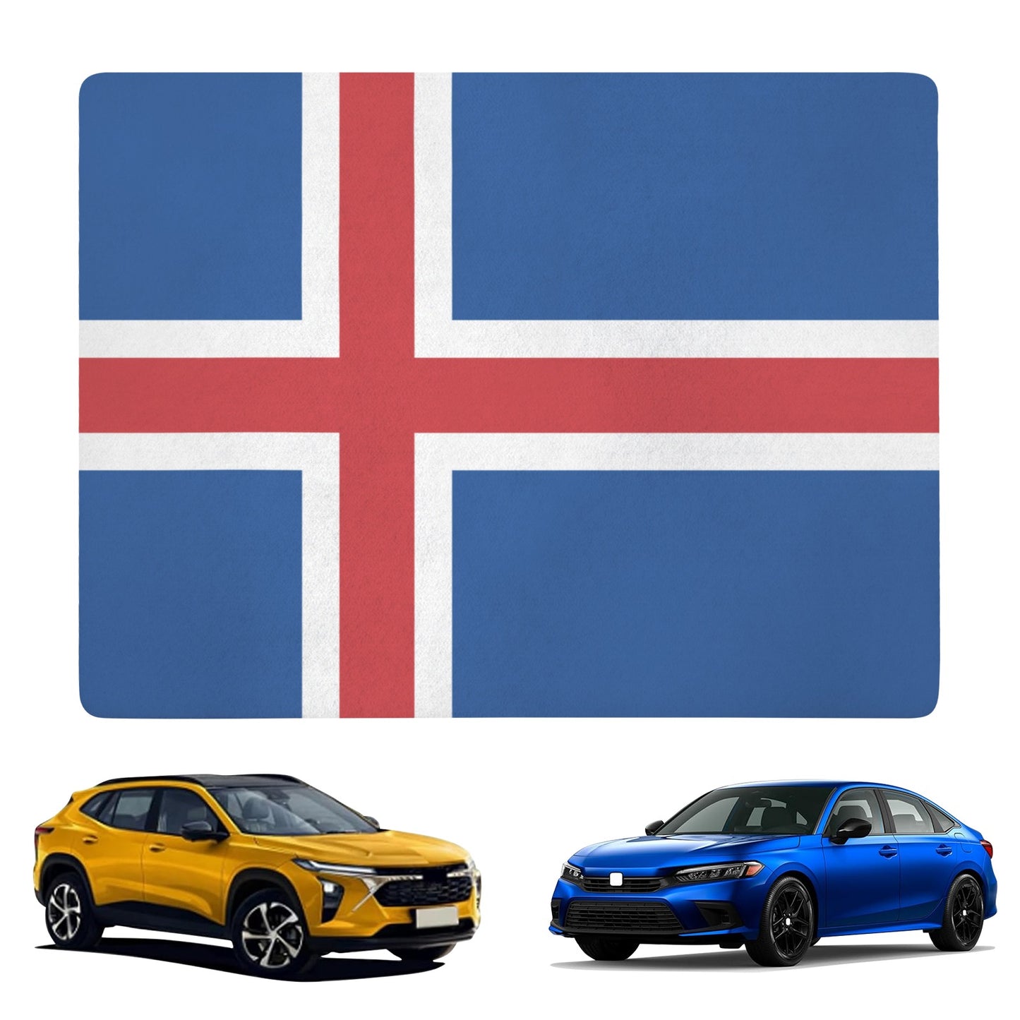 Iceland Flag Inspired Car Trunk Mat 100 × 75 cm / 39.4 × 30 in Printed in the USA