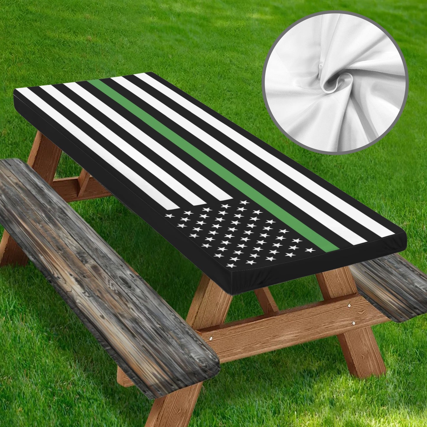 Thin Green Line Flag Picnic Table Cover (72" x 30") (Made in the USA)