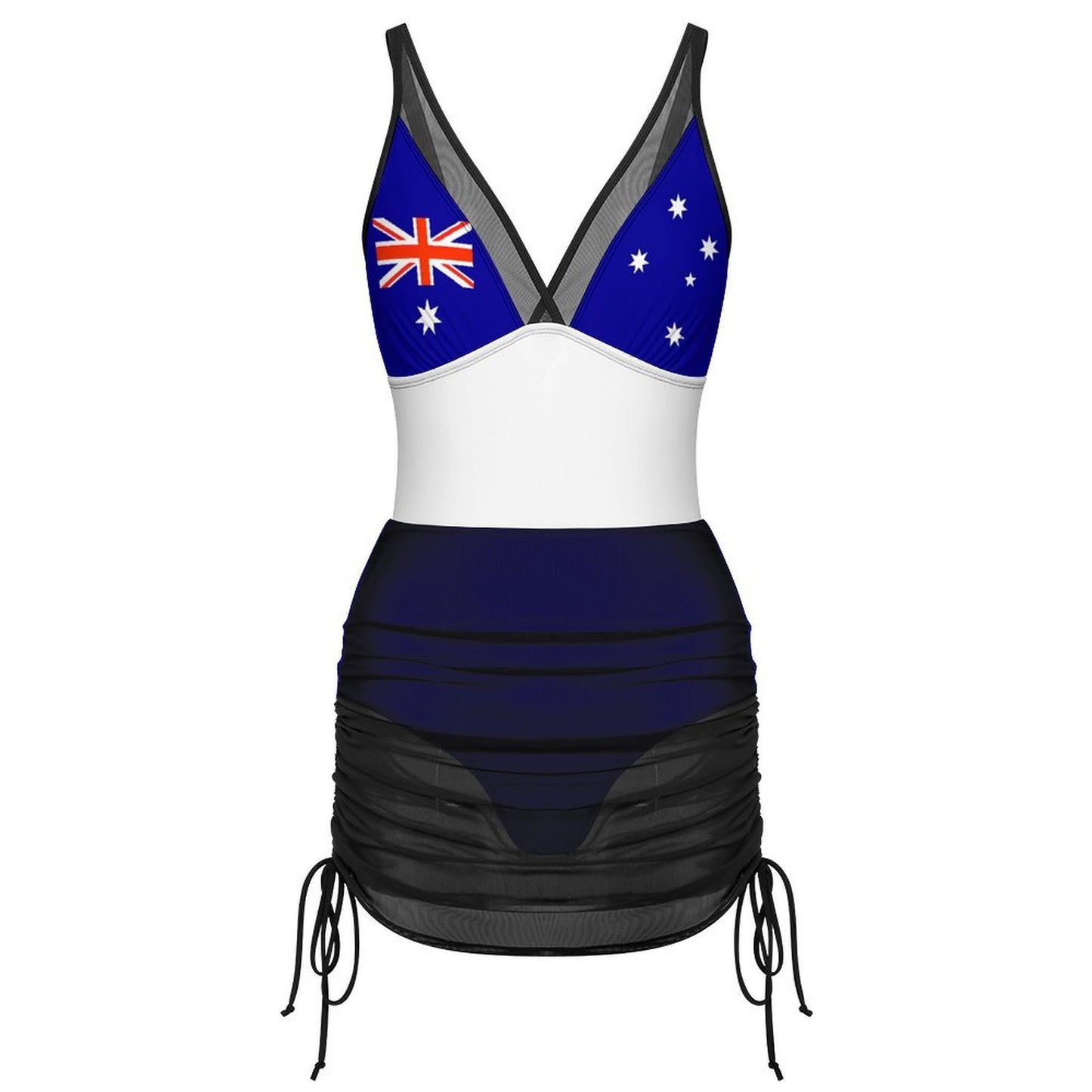 Australia Flag Inspired Women's Mesh Plunge One-Piece Swimsuit