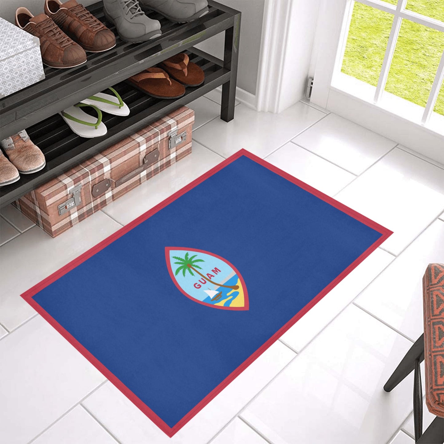 Guam Flag Inspired Doormat 30" x 18" (Sponge Material)