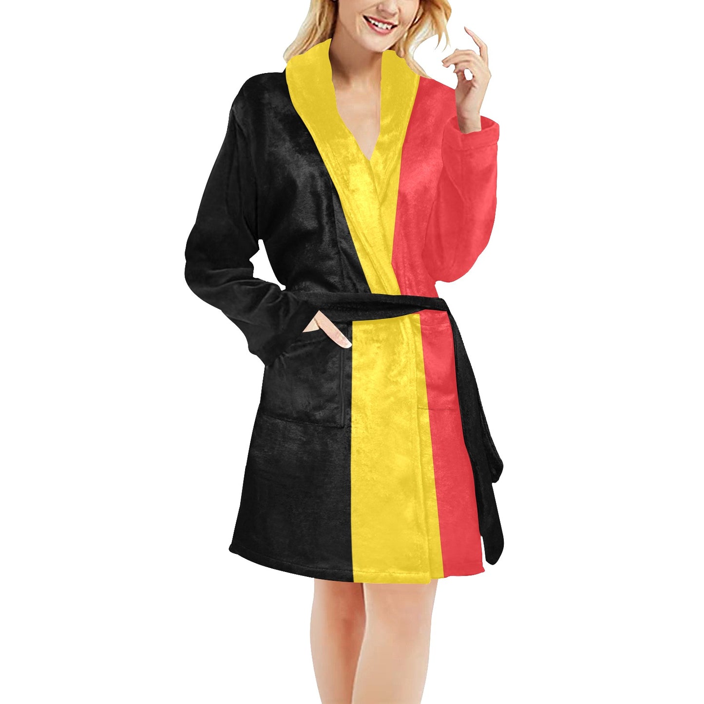 Belgium Flag Inspired Women's Fleece Robe