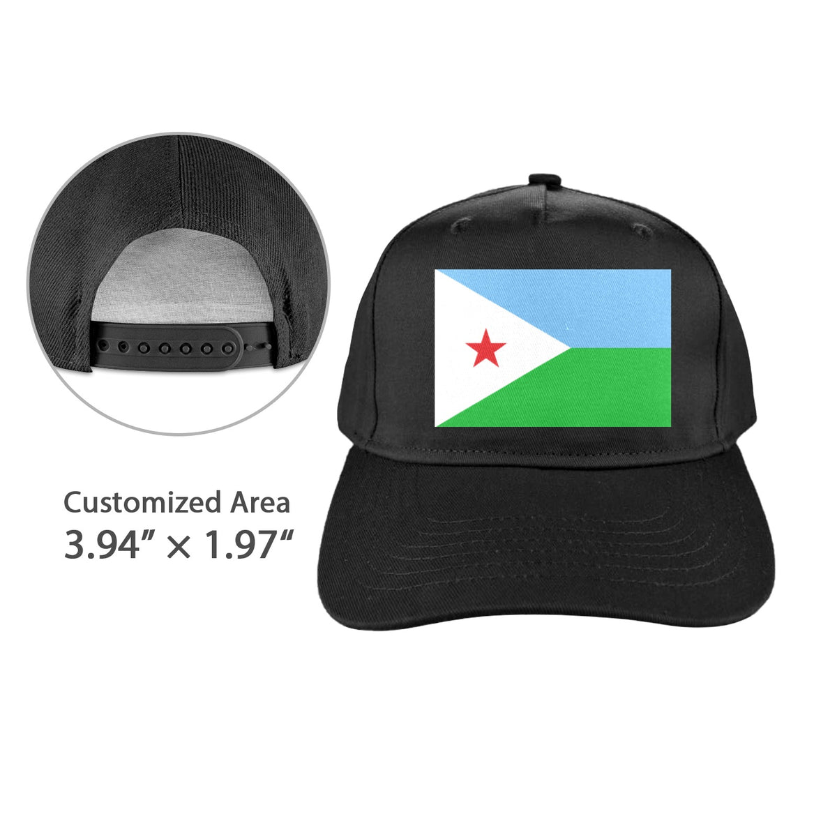 Djibouti Flag Inspired Baseball Cap | Printed in the USA