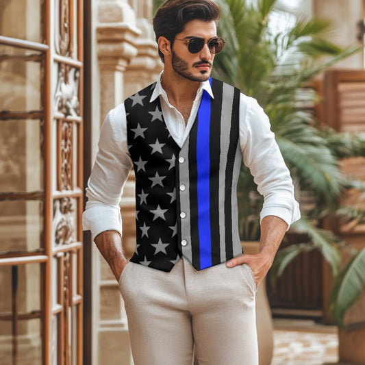Thin Blue Line Flag Inspired (subdued) Suit vest jacket