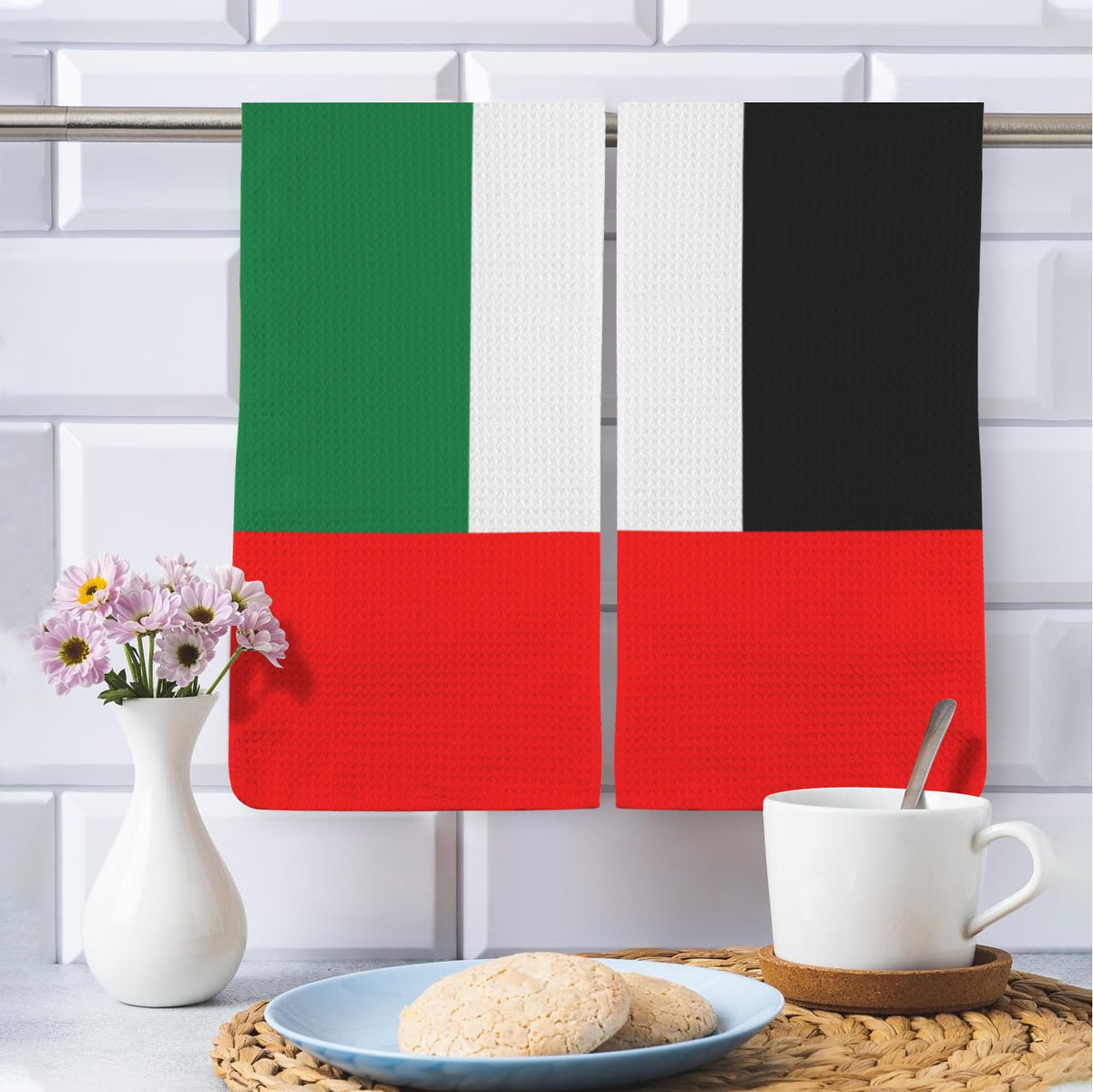 United Arab Emirates Flag Inspired Kitchen Towel 40X60cm (Pack of 2) | Printed In the USA