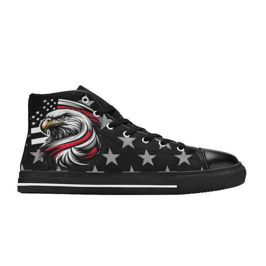 Thin Red Line Flag Inspired "SUPPORT OUR FIREFIGHTERS" Kid's High Top Canvas Shoes