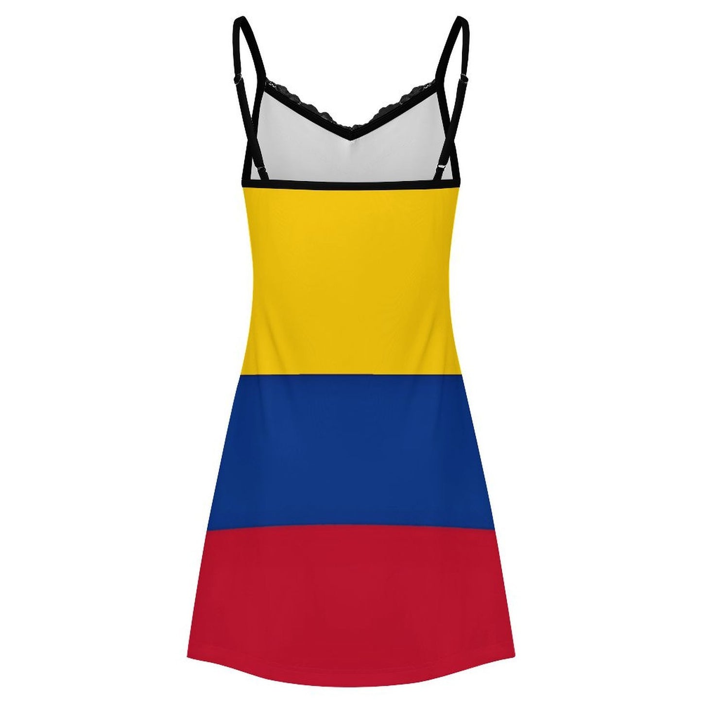 Colombia Flag Inspired Women's Lace Slit Cami Pajama Dress