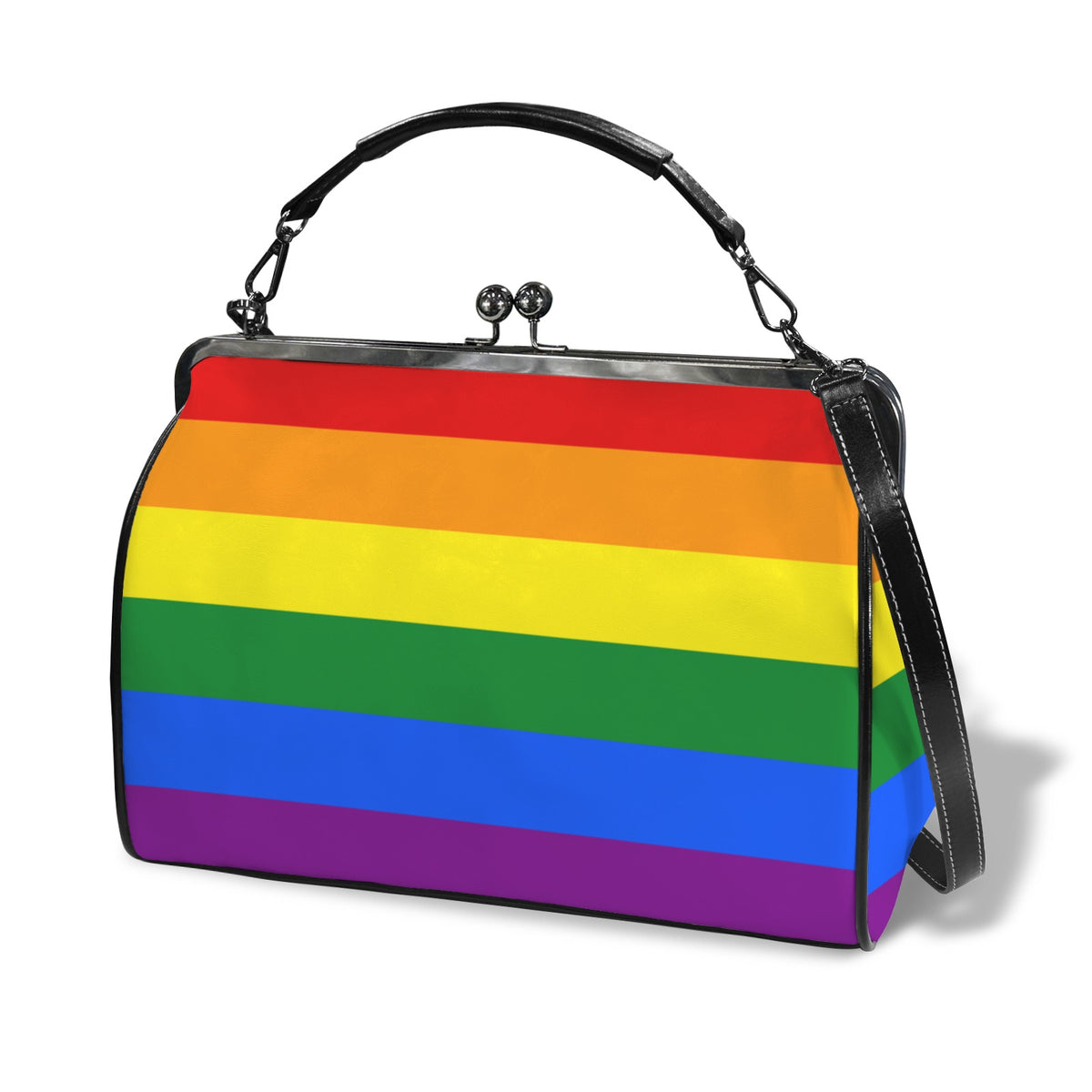 Rainbow Flag Inspired Kisslock Crossbody Shoulder Bag-Large (Model 1752)