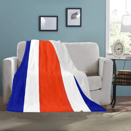 Cozy Luv My Flag blanket with red, white, blue stripes.