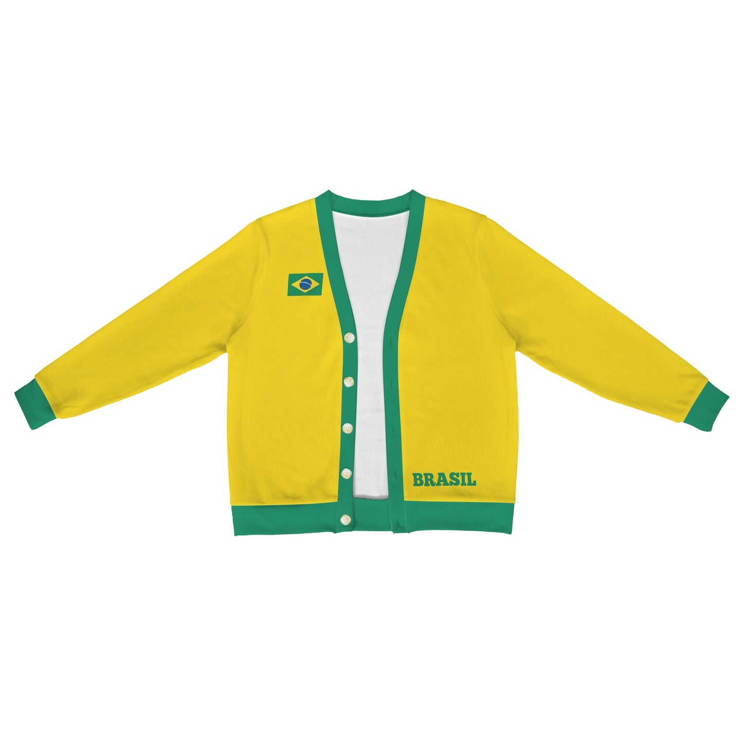 Brazil Flag Inspired Men's Cardigan