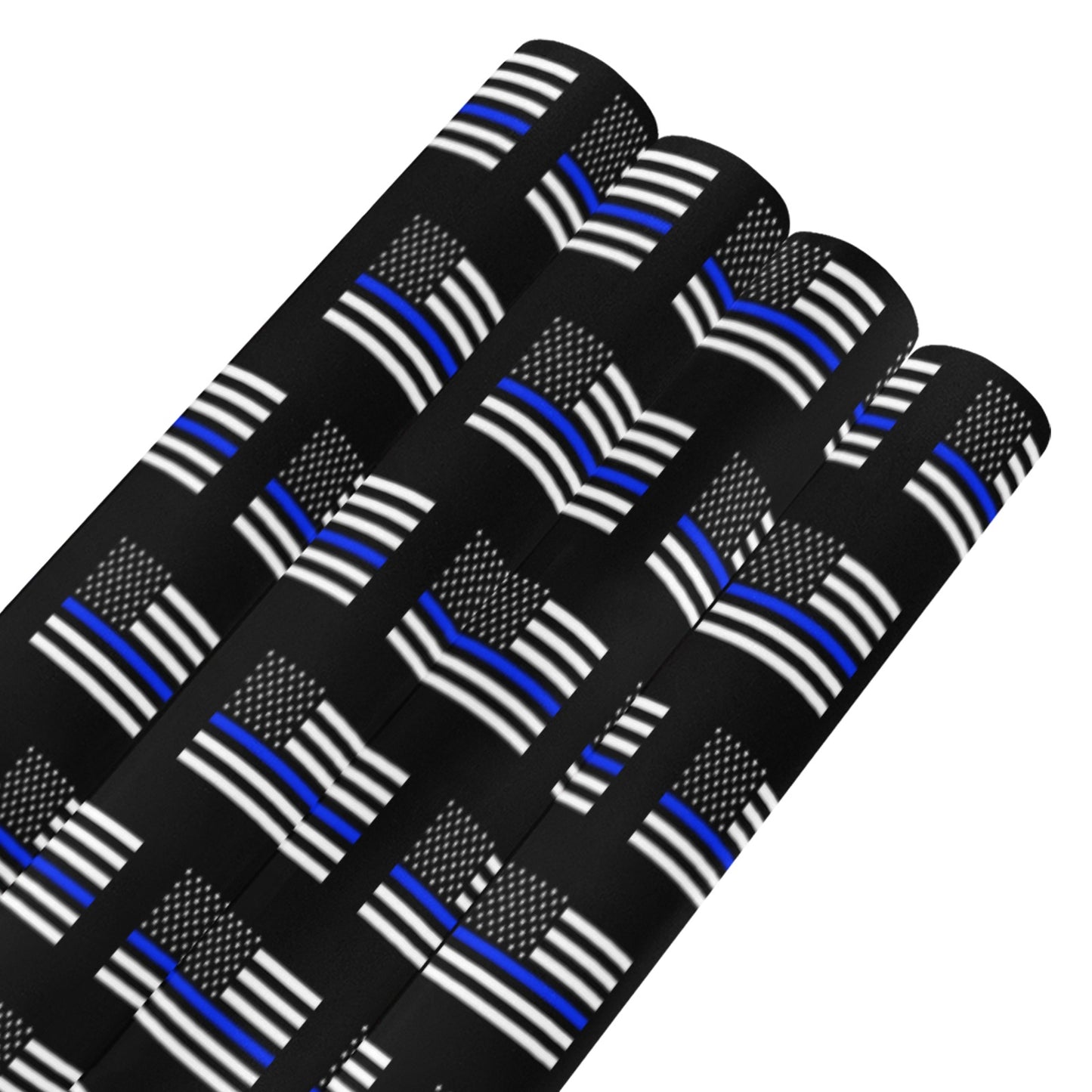 Thin Blue Line Flag Inspired Custom Gift Wrapping Paper 58"x 22.5" (4 Rolls)