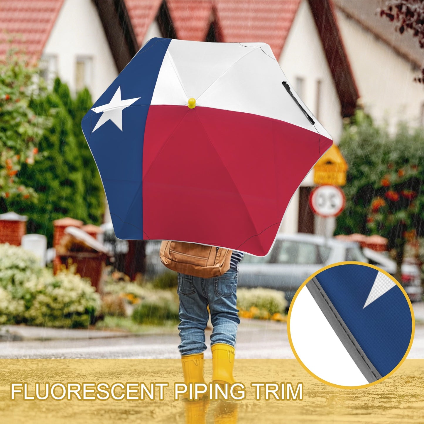 Texas Flag Inspired Kids Safe Round Corner Umbrella