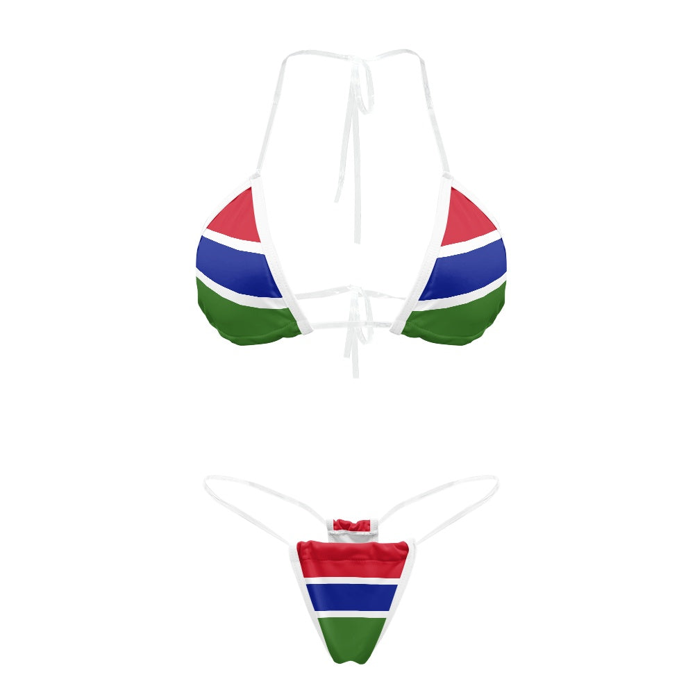 Gambia Flag Inspired Transparent String Bikini
