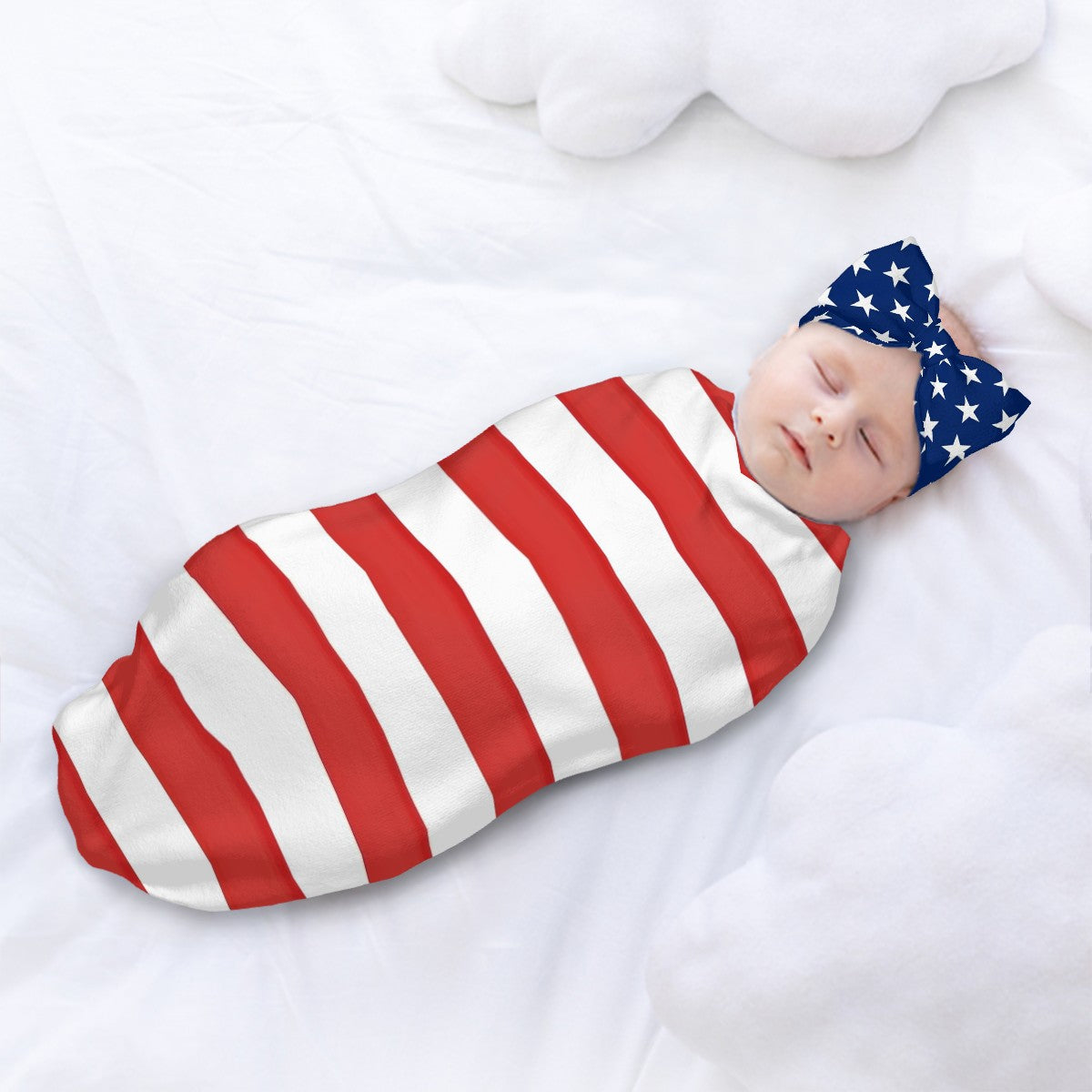 USA/American Flag Inspired Baby Swaddle Sack with Baby Headband