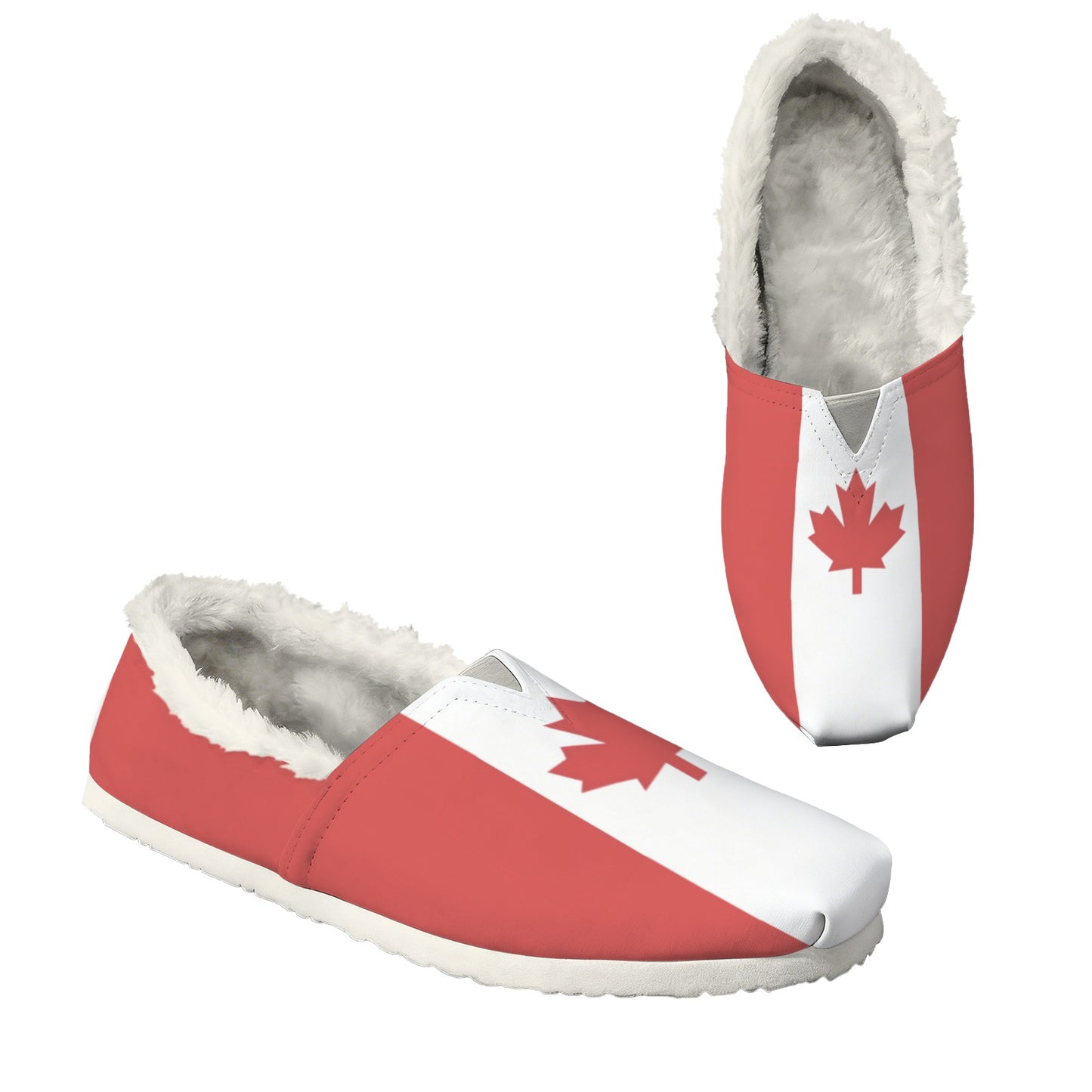 Canada Flag Inspired Women's Fleece-Lined Canvas Slip-On