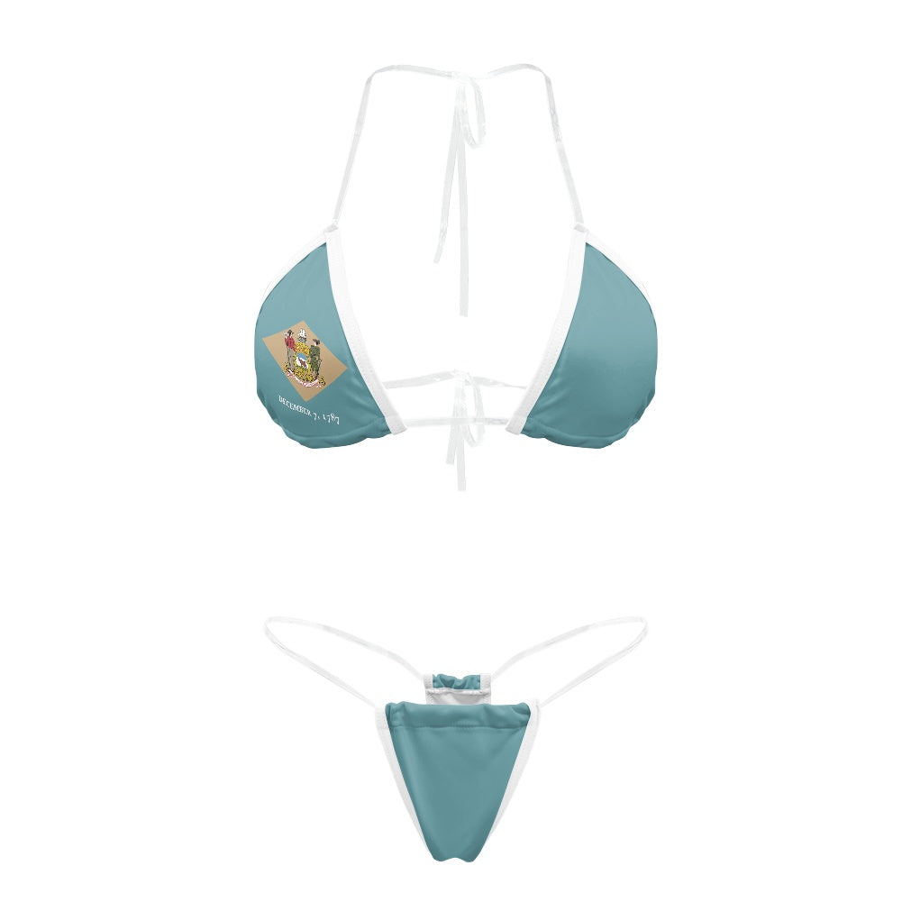 Deleware Flag Transparent String Thong Bikini