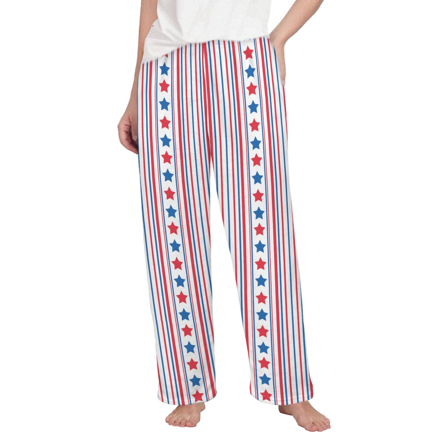 USA/American Flag Inspired Stars & Stripes Pattern Women's Flannel Pajama Trousers Made in the USA