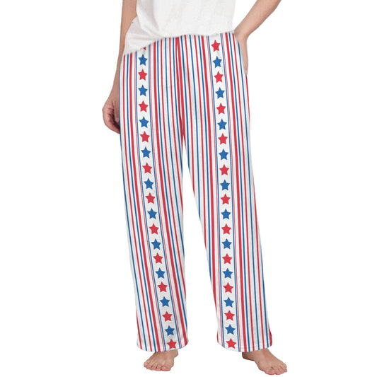 USA/American Flag Inspired Stars & Stripes Pattern Women's Flannel Pajama Trousers Made in the USA