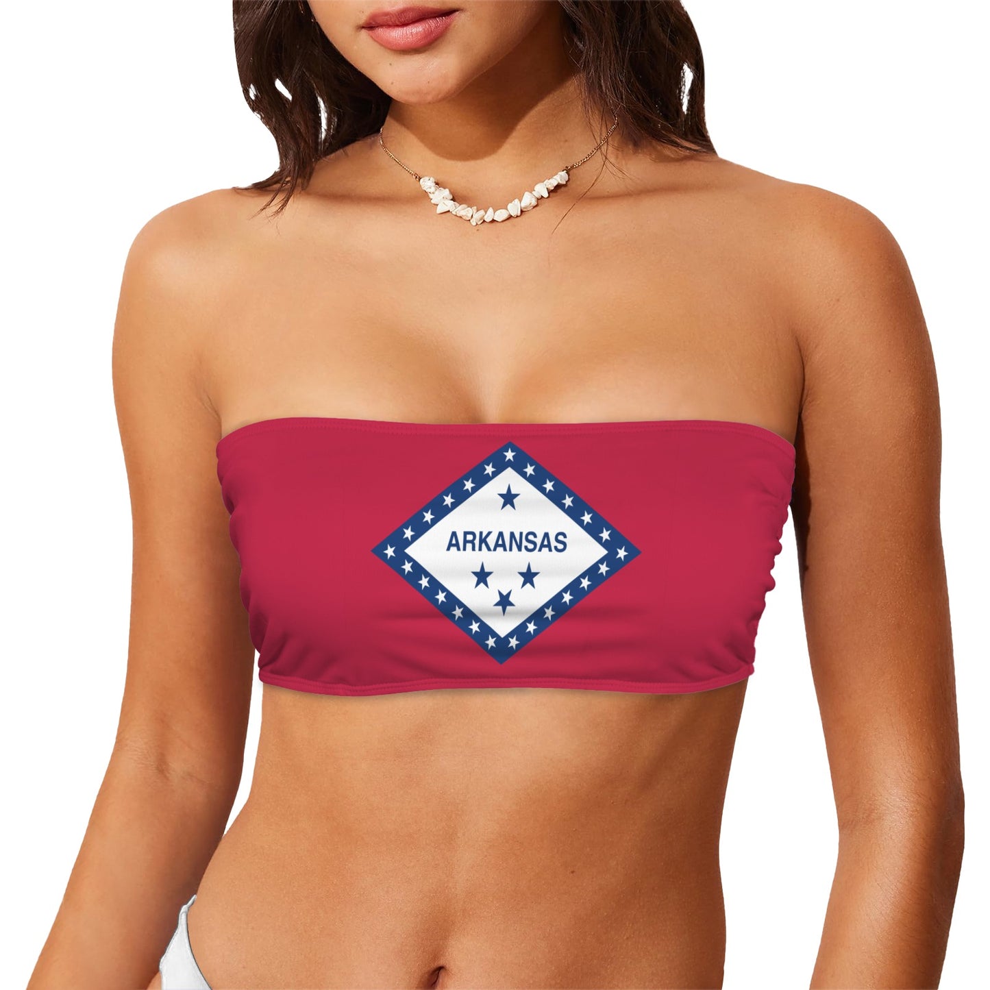 Arkansas Flag Inspired Bandeau Tube Bikini Top