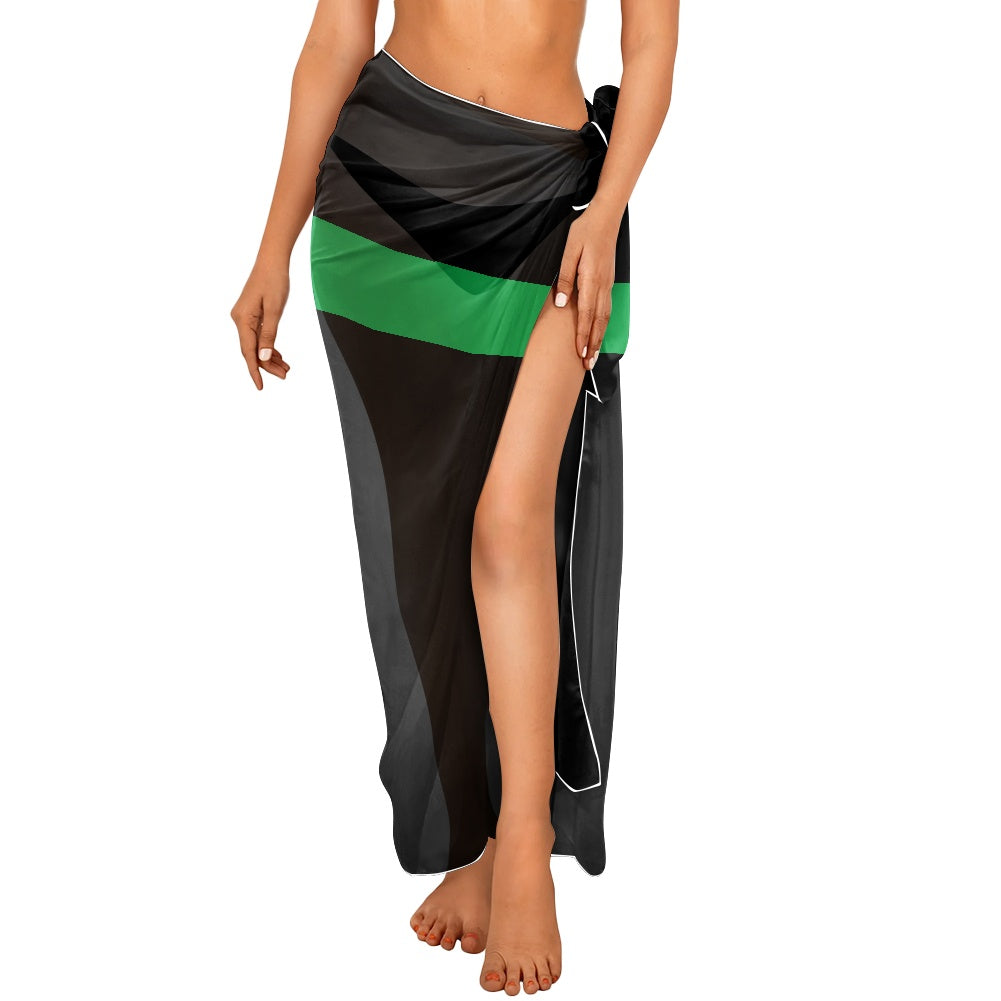 Thin Green Line Flag Inspired Bikini Cover-Up Style-2