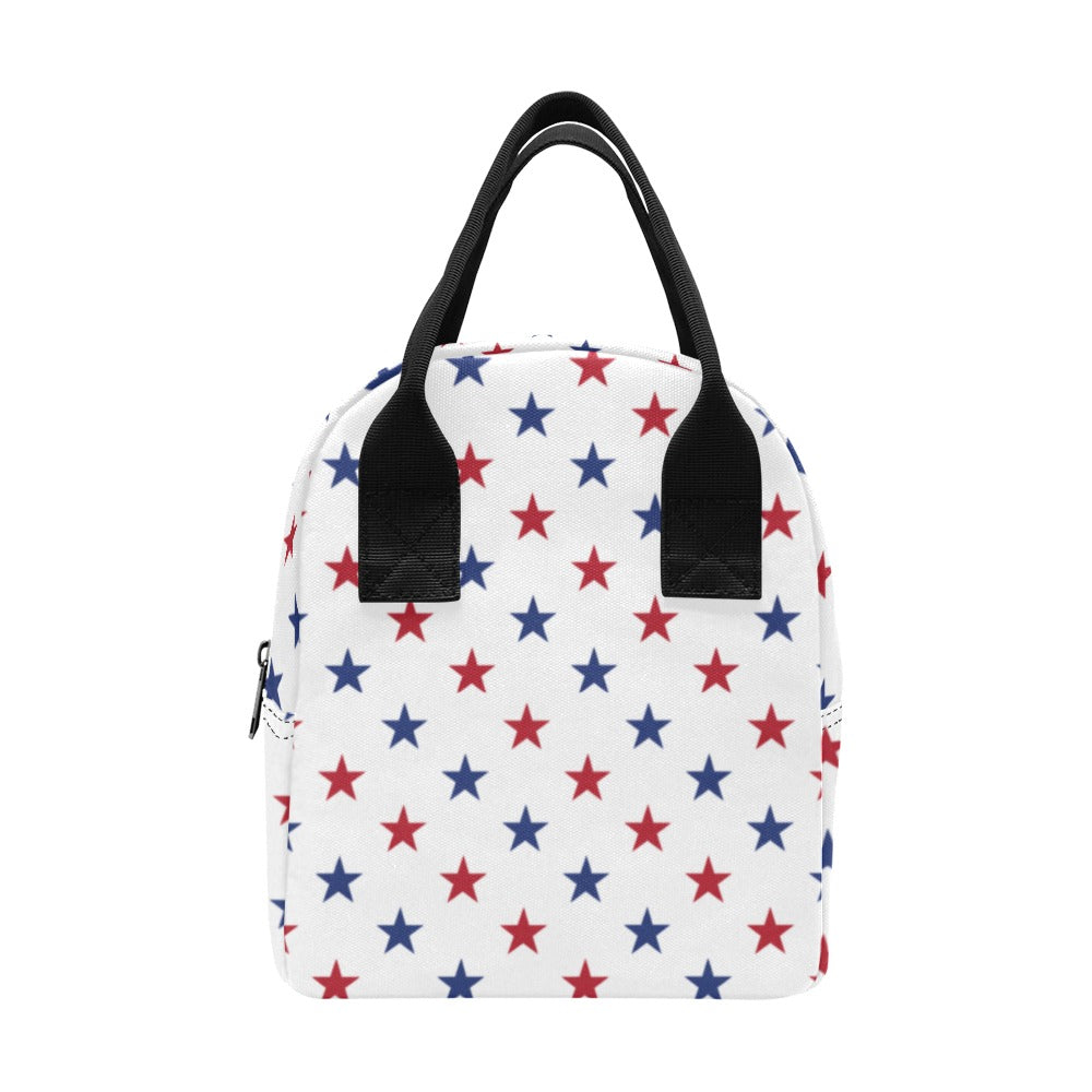USA/American Flag Inspired Red & Blue Stars Pattern Insulated Lunch Bag