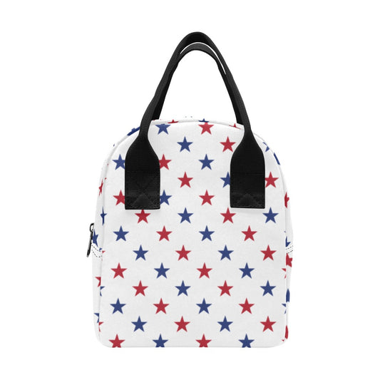 USA/American Flag Inspired Red & Blue Stars Pattern Insulated Lunch Bag
