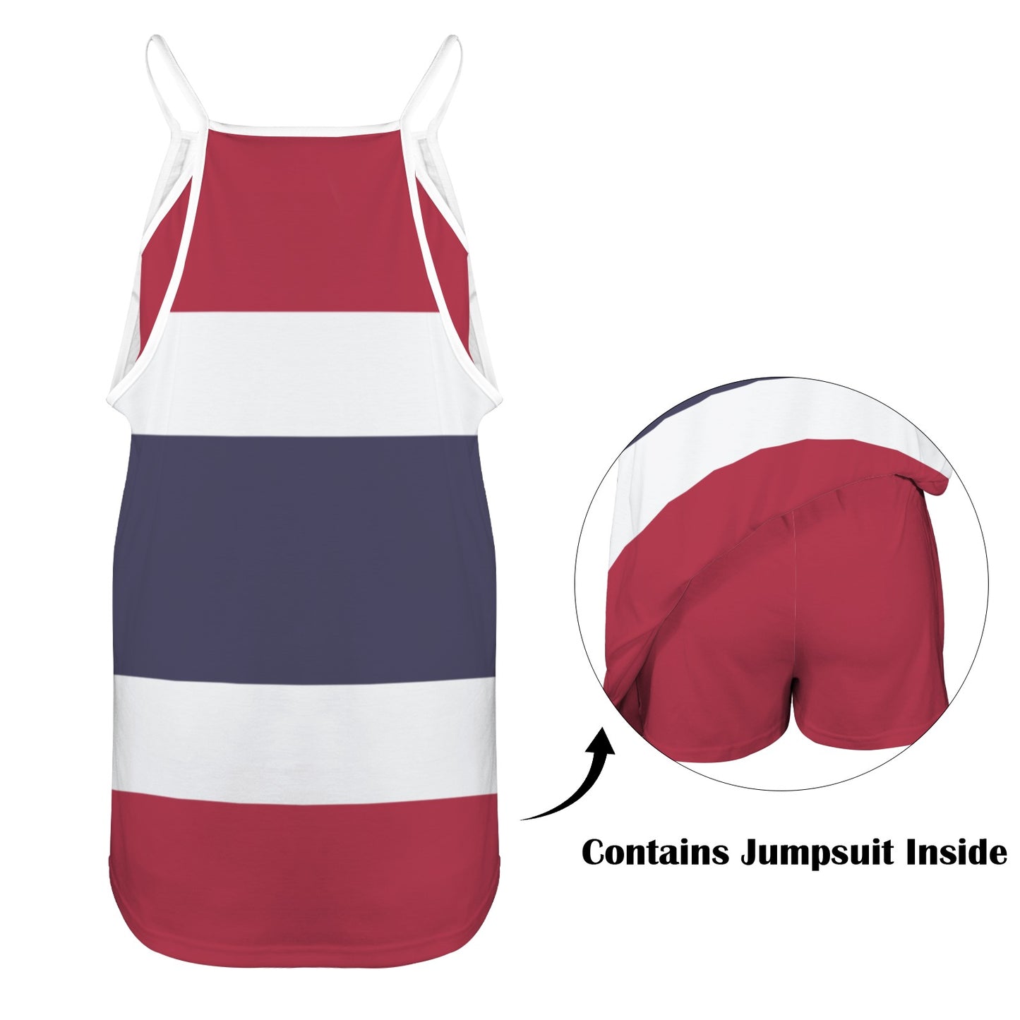 Thailand Flag Inspired Women's Double-Layered Camisole Dress