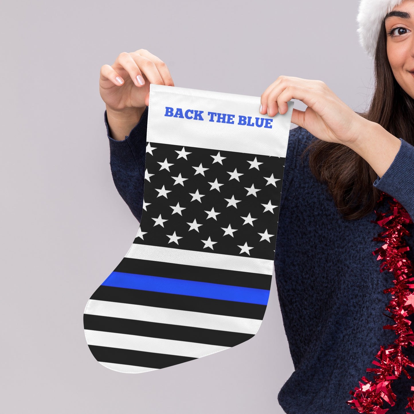 Thin Blue Line Flag Christmas Stocking(Made in USA)