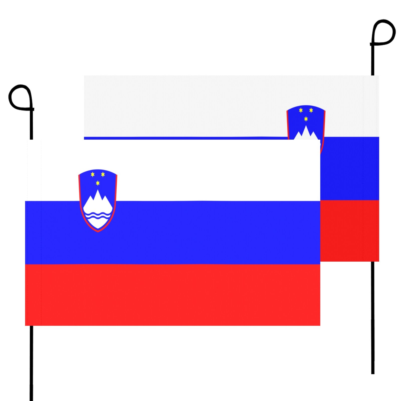 Two Slovenia flags by Luv My Flag, side by side.