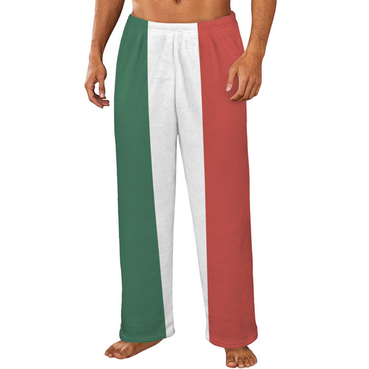 Mexico Flag Inspired Colors Men's Flannel Pajama Trousers Printed in the USA