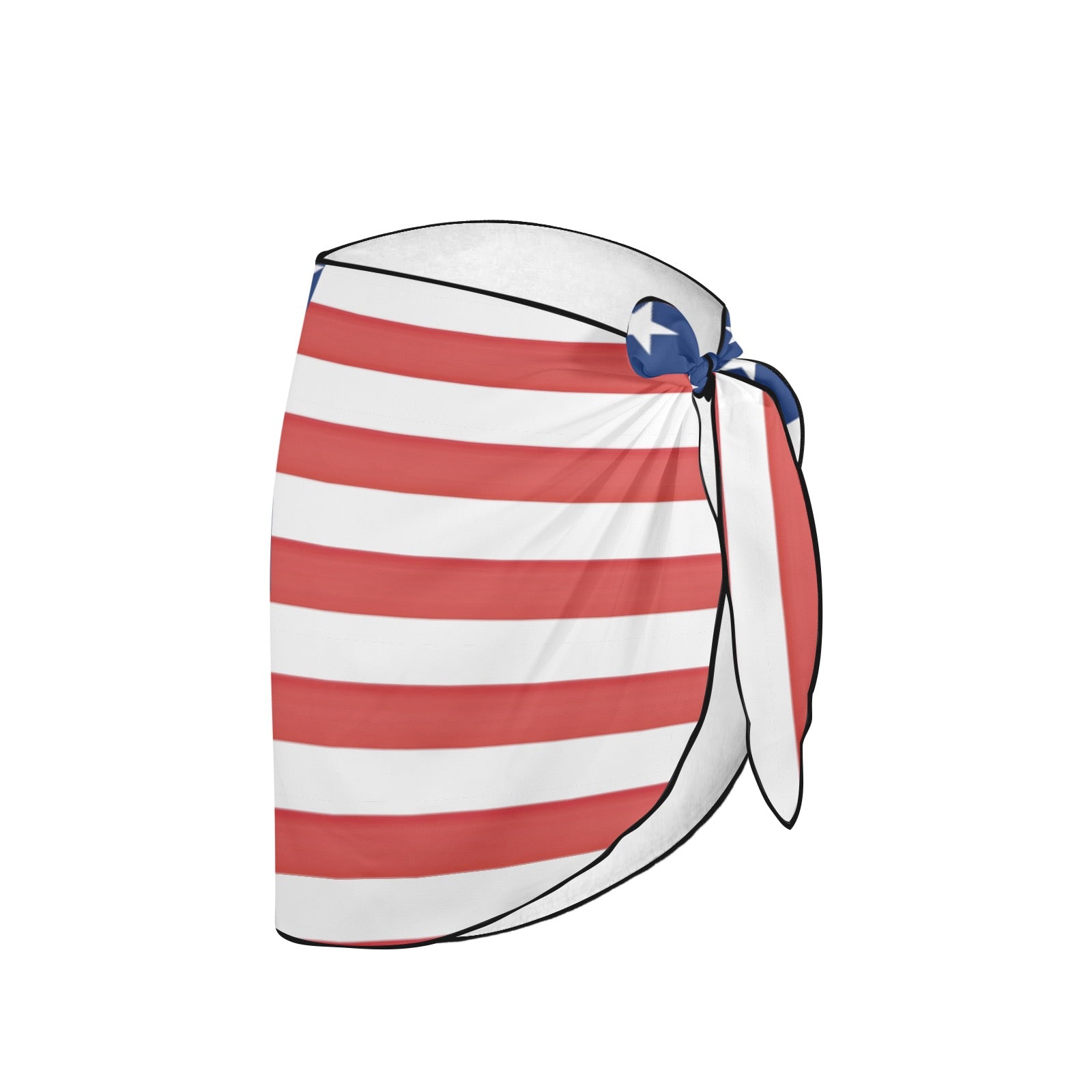 [Brand] sarong with red and white stripes, blue star.