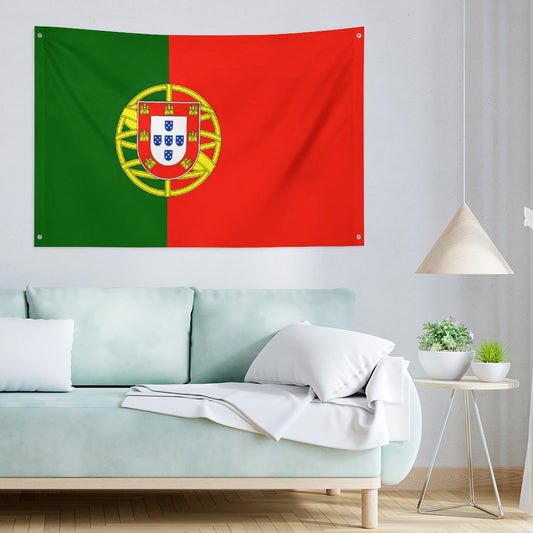 Portugal Flag Inspired Wall Mount Flag with Four Grommets (35x59 in)