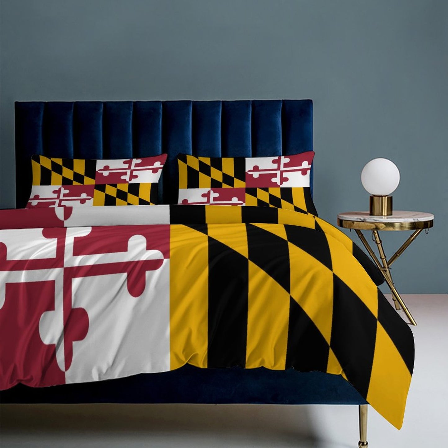 Maryland Flag Inspired 3-Piece Bedding Set (1 Duvet Cover + 2 Pillow Shams) – 102"×90"