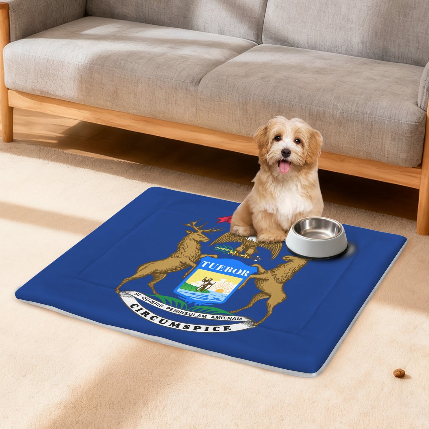 Michigan Flag Inspired Pet Mat 25x18inch (Made in the USA)